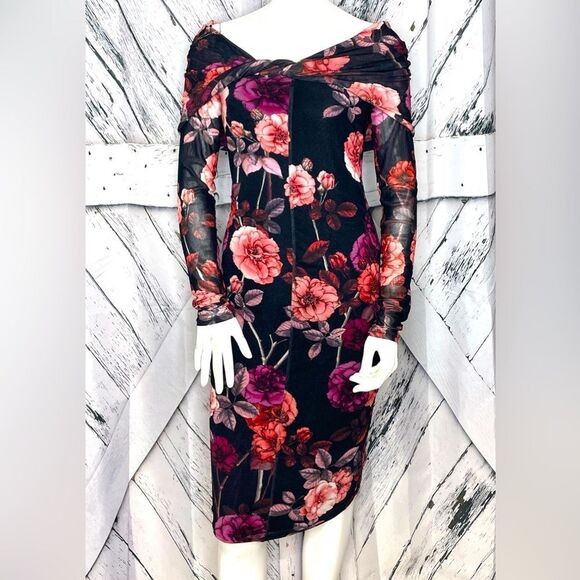 Marciano by Guess Mesh Dress Roses L - Picture 1 of 10